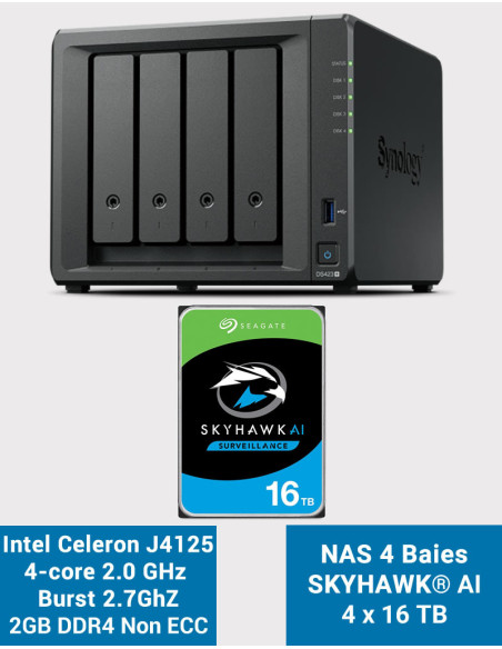 Synology DS423+ 2GB NAS Server SKYHAWK 64TB (4x16TB)