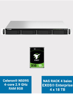 QNAP TS-464U 8GB Servidor NAS rack 1U 4 bahías EXOS Enterprise 72TB (4x18TB)