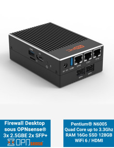 Firewall OPNsense® MNHO-113 LAN 2.5GbE 10GbE SFP+ RAM 16GB SSD 128GB