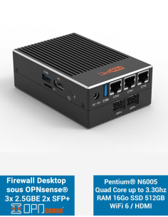 Firewall OPNsense® MNHO-113 LAN 2.5GbE 10GbE SFP+ RAM 16GB SSD 512GB