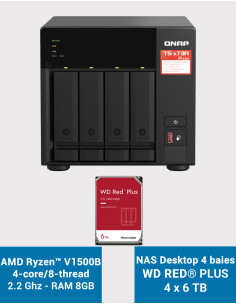 QNAP TS-473A 8GB NAS Server 4 bays WD RED PLUS 24TB (4x6TB)