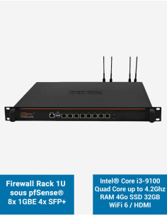 Firewall pfSense NSHO-i3 8x LAN GbE 4x SFP+ RAM 4GB SSD 32GB