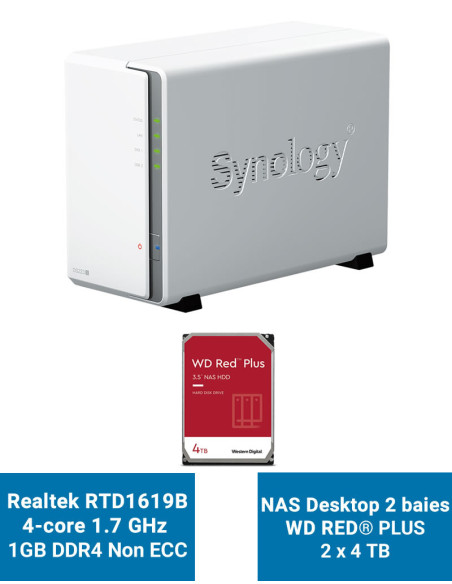 Synology DiskStation DS223J NAS Server WD RED PLUS 8TB (2x4TB)