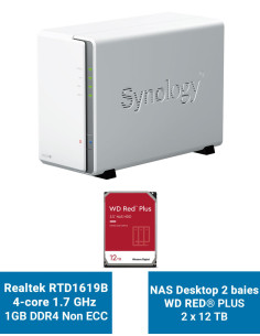 Synology DiskStation DS223J NAS Server WD RED PLUS 24TB (2x12TB)