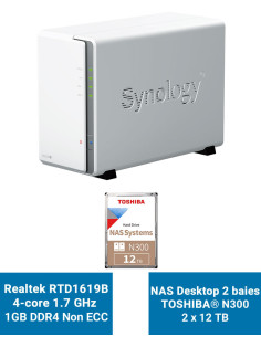 Synology DiskStation DS223J NAS Server Toshiba N300 24TB (2x12TB)