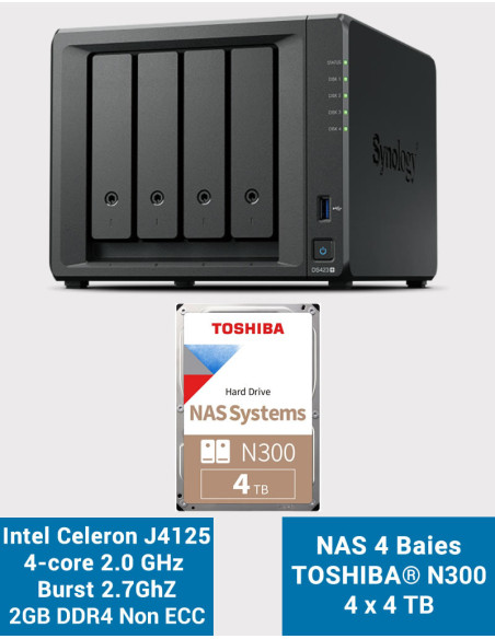 Synology DS423+ 2GB NAS Server Toshiba N300 16TB (4x4TB)