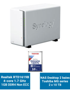 Synology DiskStation DS223J NAS Server Toshiba MG series 20TB (2x10TB)