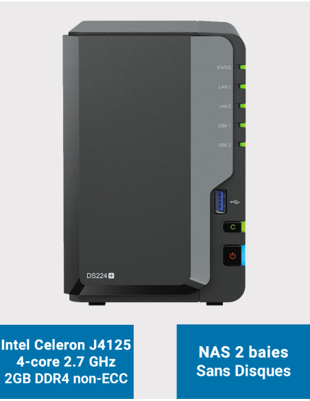 Synology DiskStation® DS224+ 2-Bay NAS Server (No Disks)