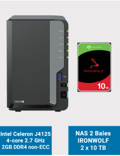 Synology DiskStation DS224+ 2GB NAS Server IRONWOLF 20TB (2x10TB)