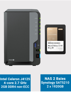 Synology DiskStation DS224+ 2GB NAS Server SAT5210 3840GB (2x1920GB)