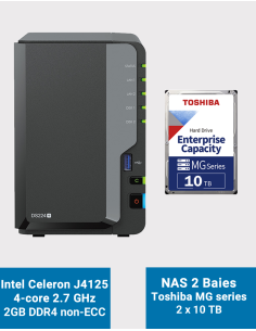 Synology DiskStation DS224+ 2GB NAS Server Toshiba MG series 20TB (2x10TB)