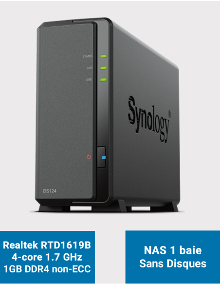 Synology DS124 Serveur NAS (Sans disque)