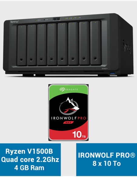 Synology DS1821+ 8-bay NAS Server IRONWOLF PRO 80TB (8x10TB)