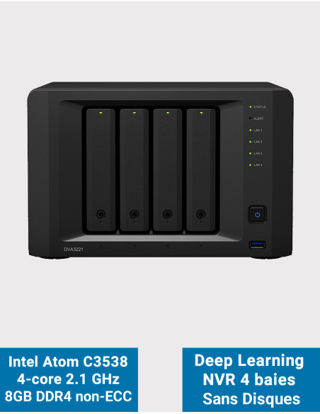 Synology DVA3221 Deep Learning Network Video Recorder (Diskless)