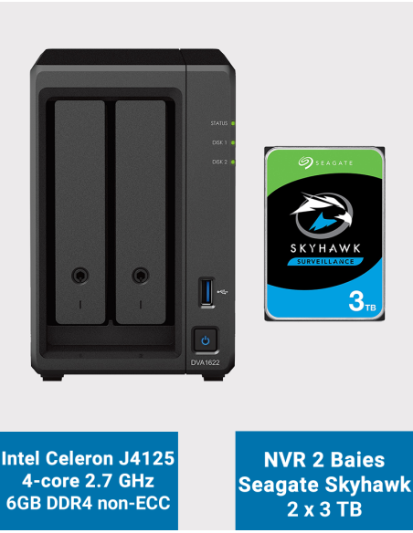 Synology DVA1622 Network Video Recorder SKYHAWK 6TB (2x3TB)