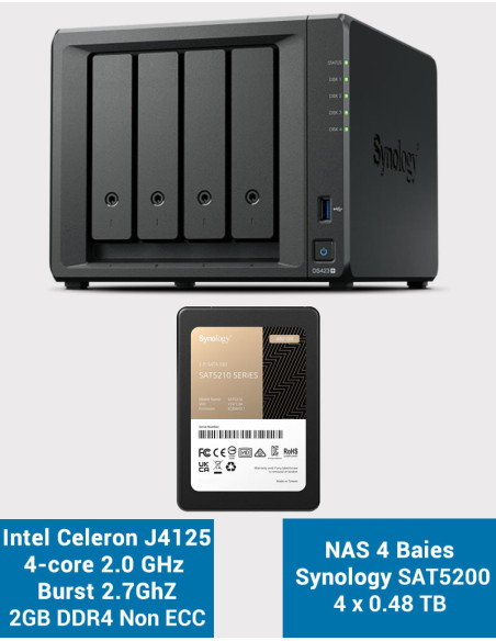 Synology DS423+ 2GB NAS Server SSD SAT5200 1920GB (4x480GB)