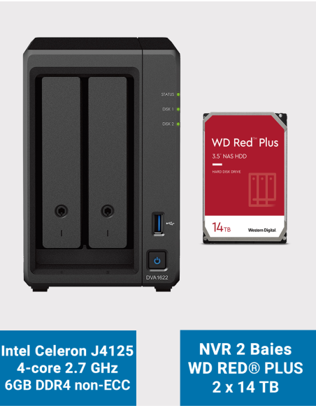Synology DVA1622 Network Video Recorder WD RED PLUS 28TB (2x14TB)