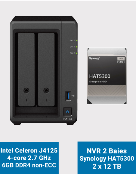 Synology DVA1622 Network Video Recorder HAT5300 24TB (2x12TB)