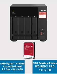 Qnap TS-473A 8GB Servidor NAS 4 bahías WD RED PRO 40TB (4x10TB)