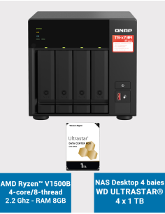 Qnap TS-473A 8GB Servidor NAS 4 bahías WD ULTRASTAR 4TB (4x1TB)