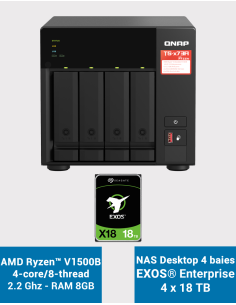 Qnap TS-473A 8GB Servidor NAS 4 bahías EXOS Enterprise 72TB (4x18TB)