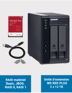 Qnap TR-002 2 Bay Expansion Unit WD RED PLUS 24TB (2x12TB)