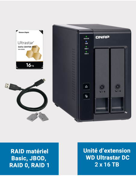 Qnap TR-002 2 Bay Expansion Unit WD Ultrastar DC 32TB (2x16TB)