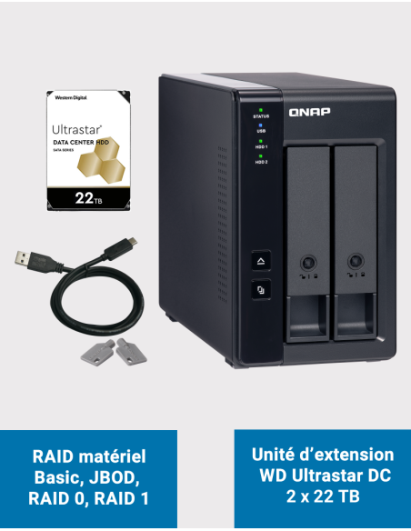 Qnap TR-002 2 Bay Expansion Unit WD Ultrastar DC 44TB (2x22TB)