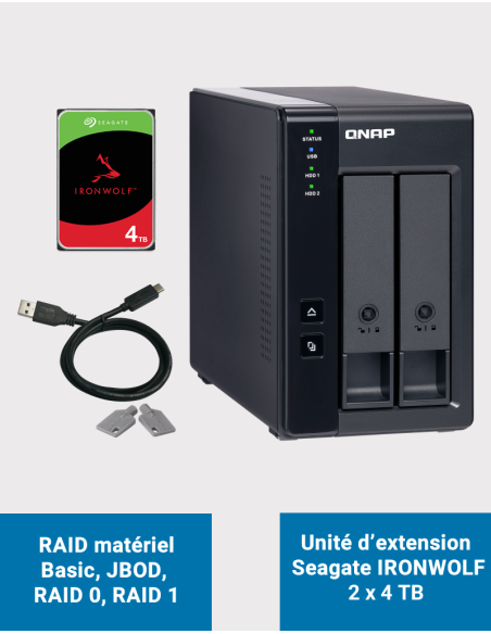 Qnap TR-002 2 Bay Expansion Unit Seagate IRONWOLF 8TB (2x4TB)