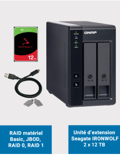 Qnap TR-002 2 Bay Expansion Unit Seagate IRONWOLF 24TB (2x12TB)