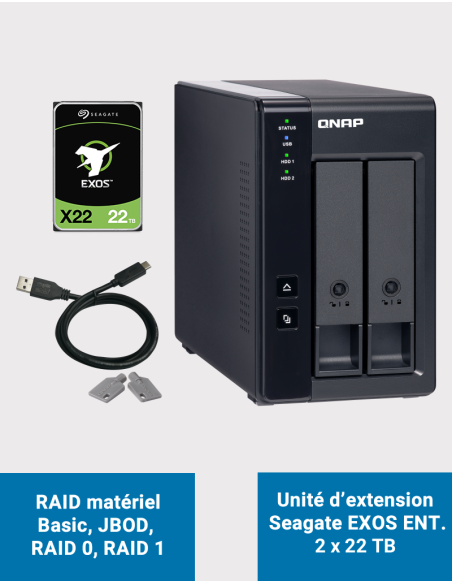 Qnap TR-002 2 Bay Expansion Unit Seagate EXOS Enterprise 44TB (2x22TB)